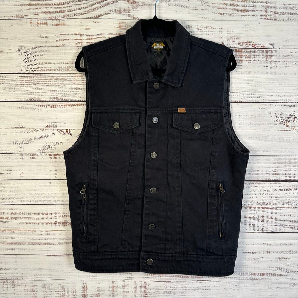 Loser Machine Kingsway III Motorcycle Moto Vest Lined Zip Pockets Black Mens M